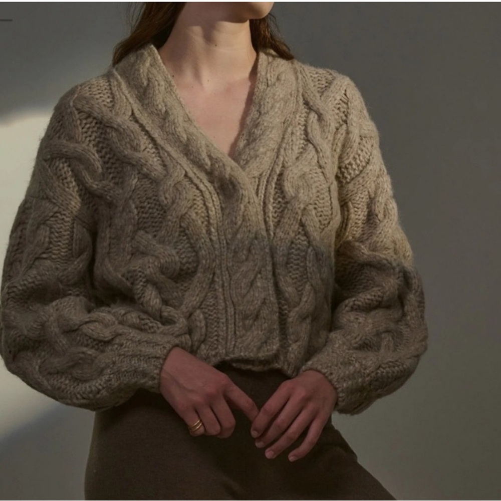 Lunya Lofty Wool Cable Knit cardigan